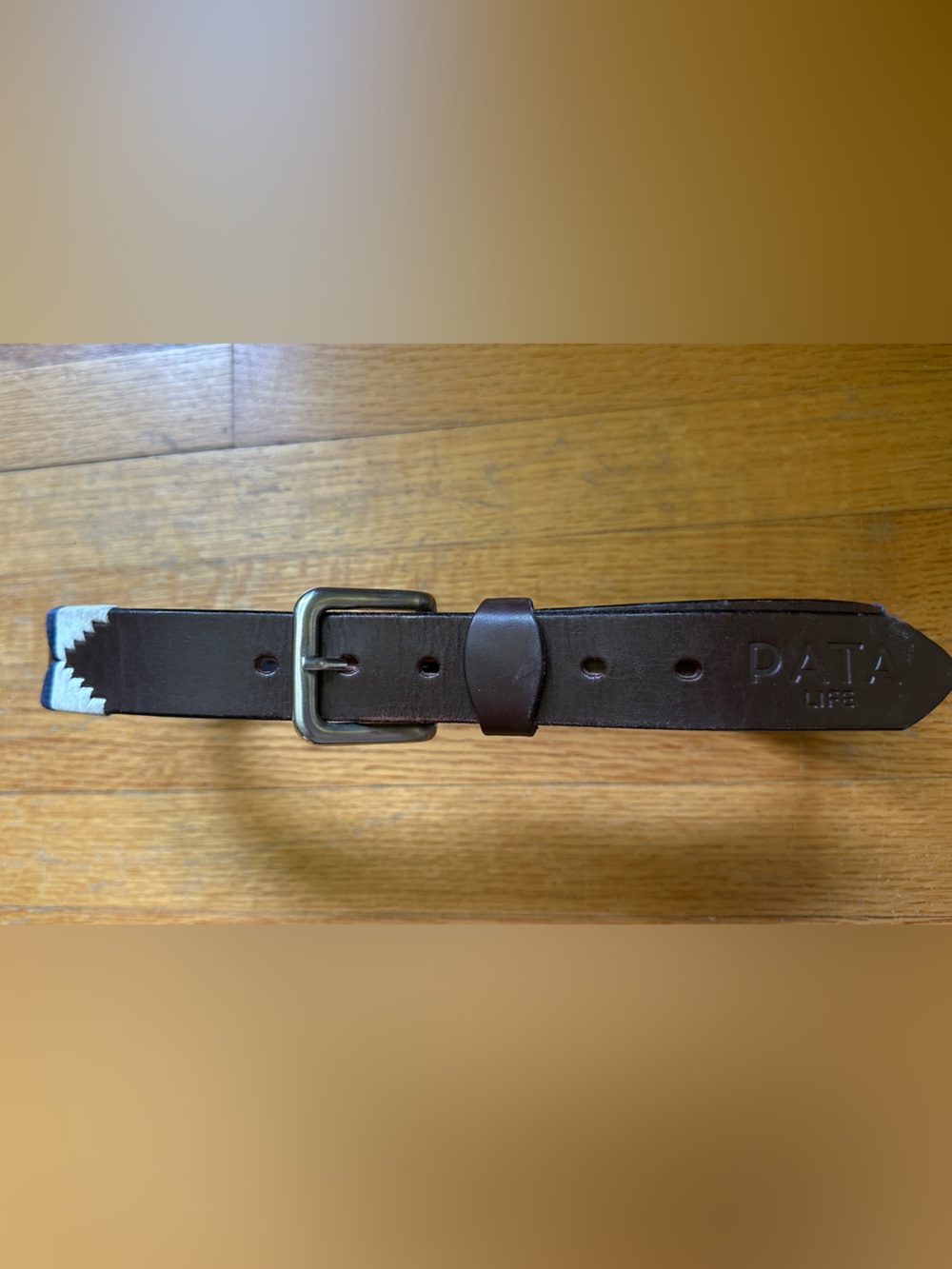 Pata Life Navy and White Leather Belt